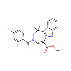 CCOC(=O)C1=CN(C(=O)c2ccc(F)cc2)CC(C)(C)c2c1[nH]c1ccccc21 ZINC000036409485