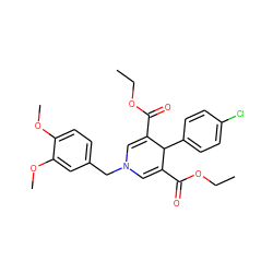 CCOC(=O)C1=CN(Cc2ccc(OC)c(OC)c2)C=C(C(=O)OCC)C1c1ccc(Cl)cc1 ZINC000002805666