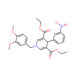 CCOC(=O)C1=CN(Cc2ccc(OC)c(OC)c2)C=C(C(=O)OCC)C1c1cccc([N+](=O)[O-])c1 ZINC000095596540