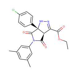 CCOC(=O)C1=NN[C@@]2(c3ccc(Cl)cc3)C(=O)N(c3cc(C)cc(C)c3)C(=O)[C@H]12 ZINC000000631876