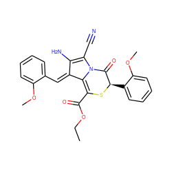 CCOC(=O)C1=c2/c(=C/c3ccccc3OC)c(N)c(C#N)n2C(=O)[C@@H](c2ccccc2OC)S1 ZINC000013153032