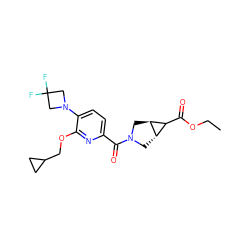 CCOC(=O)C1[C@@H]2CN(C(=O)c3ccc(N4CC(F)(F)C4)c(OCC4CC4)n3)C[C@@H]12 ZINC000146371447