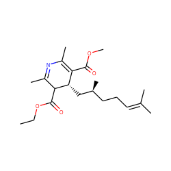 CCOC(=O)C1C(C)=NC(C)=C(C(=O)OC)[C@@H]1C[C@@H](C)CCC=C(C)C ZINC000026816635