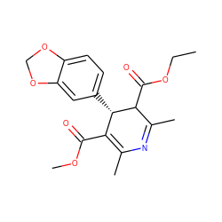 CCOC(=O)C1C(C)=NC(C)=C(C(=O)OC)[C@@H]1c1ccc2c(c1)OCO2 ZINC000026749365