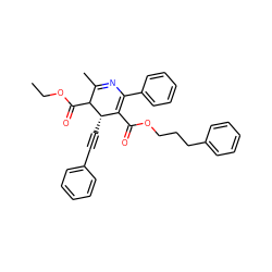 CCOC(=O)C1C(C)=NC(c2ccccc2)=C(C(=O)OCCCc2ccccc2)[C@@H]1C#Cc1ccccc1 ZINC000026578512