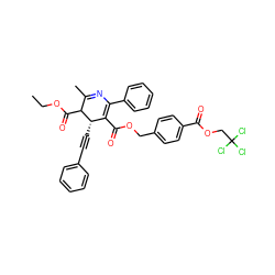 CCOC(=O)C1C(C)=NC(c2ccccc2)=C(C(=O)OCc2ccc(C(=O)OCC(Cl)(Cl)Cl)cc2)[C@@H]1C#Cc1ccccc1 ZINC000026577210