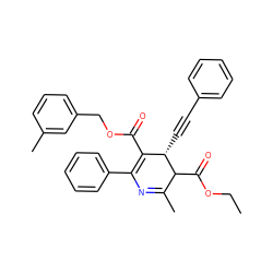 CCOC(=O)C1C(C)=NC(c2ccccc2)=C(C(=O)OCc2cccc(C)c2)[C@@H]1C#Cc1ccccc1 ZINC000026577985