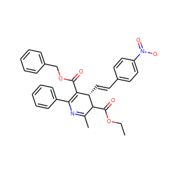 CCOC(=O)C1C(C)=NC(c2ccccc2)=C(C(=O)OCc2ccccc2)[C@@H]1/C=C/c1ccc([N+](=O)[O-])cc1 ZINC000027525134