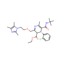 CCOC(=O)C1C(COCCn2c(C)nc(C)c2C)=NC(C)=C(C(=O)NC(C)(C)C)[C@@H]1c1ccccc1Cl ZINC000026829478