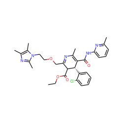 CCOC(=O)C1C(COCCn2c(C)nc(C)c2C)=NC(C)=C(C(=O)Nc2cccc(C)n2)[C@@H]1c1ccccc1Cl ZINC000026831803