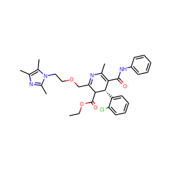 CCOC(=O)C1C(COCCn2c(C)nc(C)c2C)=NC(C)=C(C(=O)Nc2ccccc2)[C@@H]1c1ccccc1Cl ZINC000026832160