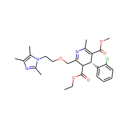 CCOC(=O)C1C(COCCn2c(C)nc(C)c2C)=NC(C)=C(C(=O)OC)[C@@H]1c1ccccc1Cl ZINC000026832169