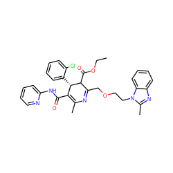 CCOC(=O)C1C(COCCn2c(C)nc3ccccc32)=NC(C)=C(C(=O)Nc2ccccn2)[C@@H]1c1ccccc1Cl ZINC000026835771