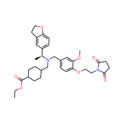 CCOC(=O)C1CCC(CN(Cc2ccc(OCCN3C(=O)CCC3=O)c(OC)c2)[C@@H](C)c2ccc3c(c2)CCO3)CC1 ZINC000206131003