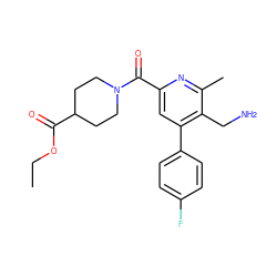 CCOC(=O)C1CCN(C(=O)c2cc(-c3ccc(F)cc3)c(CN)c(C)n2)CC1 ZINC000066128587