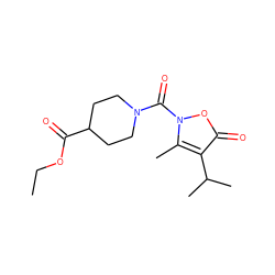 CCOC(=O)C1CCN(C(=O)n2oc(=O)c(C(C)C)c2C)CC1 ZINC000026937509