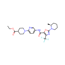 CCOC(=O)C1CCN(c2ccc(NC(=O)c3oc(N4CCCC[C@@H]4C)nc3C(F)(F)F)cn2)CC1 ZINC000096286517