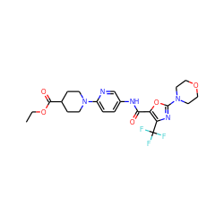 CCOC(=O)C1CCN(c2ccc(NC(=O)c3oc(N4CCOCC4)nc3C(F)(F)F)cn2)CC1 ZINC000096286520