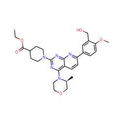 CCOC(=O)C1CCN(c2nc(N3CCOC[C@@H]3C)c3ccc(-c4ccc(OC)c(CO)c4)nc3n2)CC1 ZINC000139046936