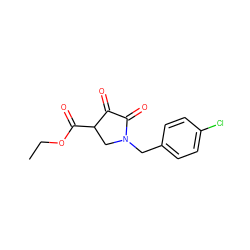 CCOC(=O)C1CN(Cc2ccc(Cl)cc2)C(=O)C1=O ZINC000025970912