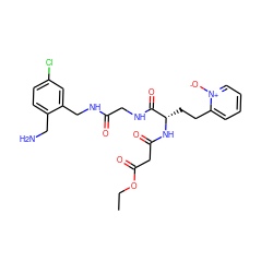 CCOC(=O)CC(=O)N[C@@H](CCc1cccc[n+]1[O-])C(=O)NCC(=O)NCc1cc(Cl)ccc1CN ZINC000028706206