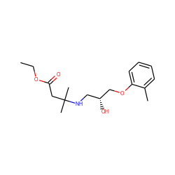 CCOC(=O)CC(C)(C)NC[C@@H](O)COc1ccccc1C ZINC000029209080