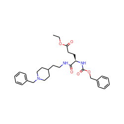 CCOC(=O)CC[C@@H](NC(=O)OCc1ccccc1)C(=O)NCCC1CCN(Cc2ccccc2)CC1 ZINC001772613345