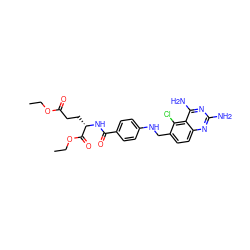 CCOC(=O)CC[C@H](NC(=O)c1ccc(NCc2ccc3nc(N)nc(N)c3c2Cl)cc1)C(=O)OCC ZINC000169314981