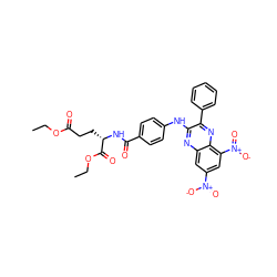 CCOC(=O)CC[C@H](NC(=O)c1ccc(Nc2nc3cc([N+](=O)[O-])cc([N+](=O)[O-])c3nc2-c2ccccc2)cc1)C(=O)OCC ZINC000042850986