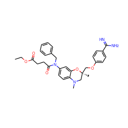 CCOC(=O)CCC(=O)N(Cc1ccccc1)c1ccc2c(c1)O[C@@](C)(COc1ccc(C(=N)N)cc1)CN2C ZINC000042875767