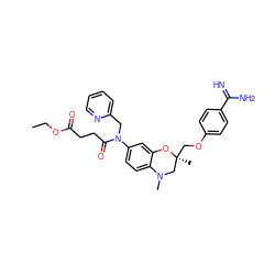 CCOC(=O)CCC(=O)N(Cc1ccccn1)c1ccc2c(c1)O[C@@](C)(COc1ccc(C(=N)N)cc1)CN2C ZINC000044406284