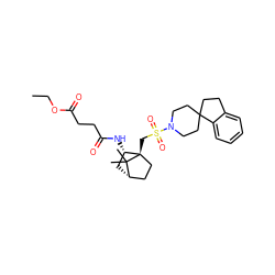 CCOC(=O)CCC(=O)N[C@H]1C[C@H]2CC[C@]1(CS(=O)(=O)N1CCC3(CCc4ccccc43)CC1)C2(C)C ZINC000027316455