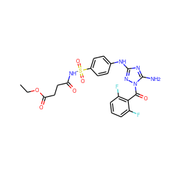 CCOC(=O)CCC(=O)NS(=O)(=O)c1ccc(Nc2nc(N)n(C(=O)c3c(F)cccc3F)n2)cc1 ZINC000036124408