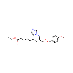 CCOC(=O)CCCCCC[C@@H](COCc1ccc(OC)cc1)Cn1ccnc1 ZINC000029485489