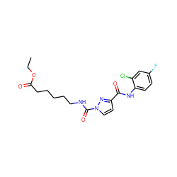 CCOC(=O)CCCCCNC(=O)n1ccc(C(=O)Nc2ccc(F)cc2Cl)n1 ZINC000139872550