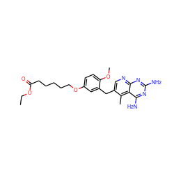 CCOC(=O)CCCCCOc1ccc(OC)c(Cc2cnc3nc(N)nc(N)c3c2C)c1 ZINC000013646399