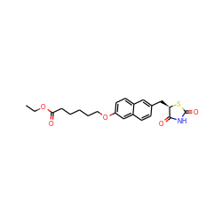 CCOC(=O)CCCCCOc1ccc2cc(C[C@H]3SC(=O)NC3=O)ccc2c1 ZINC000137225991