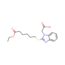 CCOC(=O)CCCCCSc1nc2ccccc2n1CC(=O)O ZINC000038208575