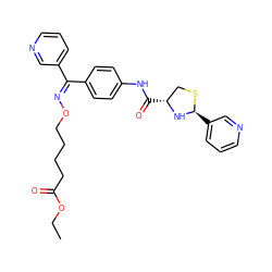 CCOC(=O)CCCCO/N=C(\c1ccc(NC(=O)[C@@H]2CS[C@@H](c3cccnc3)N2)cc1)c1cccnc1 ZINC000027092195