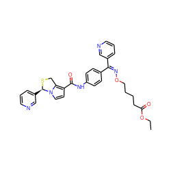 CCOC(=O)CCCCO/N=C(\c1ccc(NC(=O)c2ccn3c2CS[C@@H]3c2cccnc2)cc1)c1cccnc1 ZINC000027090783