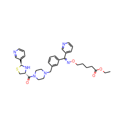 CCOC(=O)CCCCO/N=C(\c1cccnc1)c1cccc(CN2CCN(C(=O)[C@@H]3CS[C@@H](c4cccnc4)N3)CC2)c1 ZINC000027084845