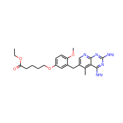 CCOC(=O)CCCCOc1ccc(OC)c(Cc2cnc3nc(N)nc(N)c3c2C)c1 ZINC000013646397