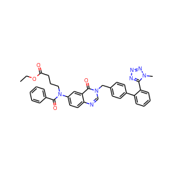 CCOC(=O)CCCN(C(=O)c1ccccc1)c1ccc2ncn(Cc3ccc(-c4ccccc4-c4nnnn4C)cc3)c(=O)c2c1 ZINC000028768809