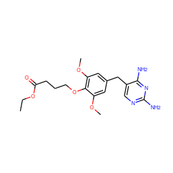 CCOC(=O)CCCOc1c(OC)cc(Cc2cnc(N)nc2N)cc1OC ZINC000026835111