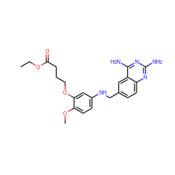 CCOC(=O)CCCOc1cc(NCc2ccc3nc(N)nc(N)c3c2)ccc1OC ZINC000034875815