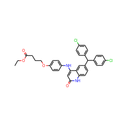 CCOC(=O)CCCOc1ccc(Nc2cc(=O)[nH]c3ccc(C(c4ccc(Cl)cc4)c4ccc(Cl)cc4)cc23)cc1 ZINC001772573521