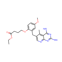 CCOC(=O)CCCOc1ccc(OC)cc1Cc1cnc2nc(N)nc(N)c2c1C ZINC000013646403