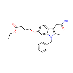 CCOC(=O)CCCOc1ccc2c(CC(N)=O)c(C)n(Cc3ccccc3)c2c1 ZINC000013445755