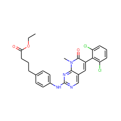 CCOC(=O)CCCc1ccc(Nc2ncc3cc(-c4c(Cl)cccc4Cl)c(=O)n(C)c3n2)cc1 ZINC000003815378