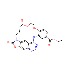 CCOC(=O)CCCn1c(=O)oc2cc3ncnc(Nc4cc(C(=O)OCC)ccc4O)c3cc21 ZINC000473112240